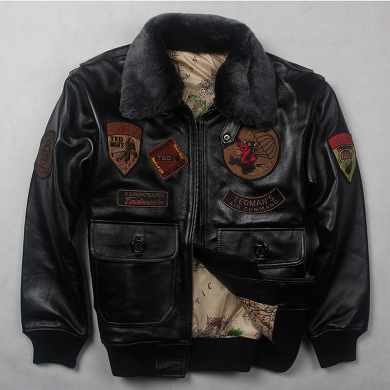 Bomber Jacket Men - 블랙 G-1 플라이트 재킷 | 천연