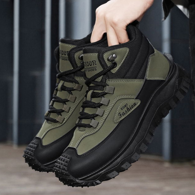 Men'S Fashion Hiking Boots - 남성용 흑백 미드탑 하이킹 부츠 방수