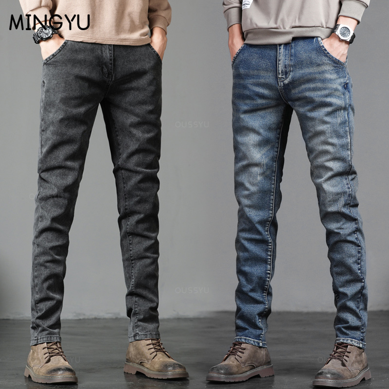 Men'S Fashion Grey Jeans - 용수철 가을 남성 클래식 패션 그레이