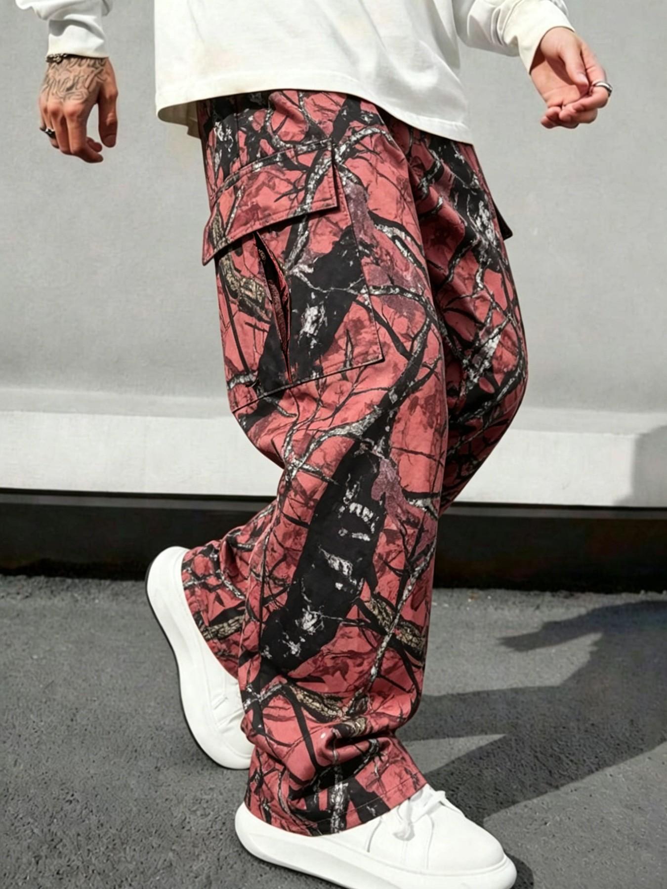 Mens Fashion Camo Pants - 남성용 카모 스트레이트 레그 루즈 워크