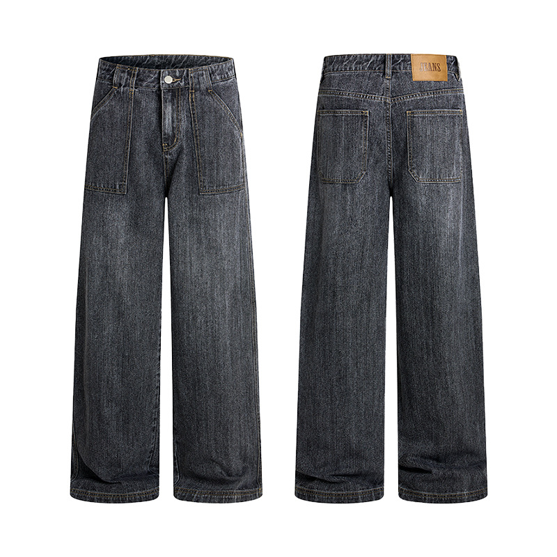 Men'S Fashion Grey Jeans - 빈티지 뉴 패션 남성 루즈 스트레이트