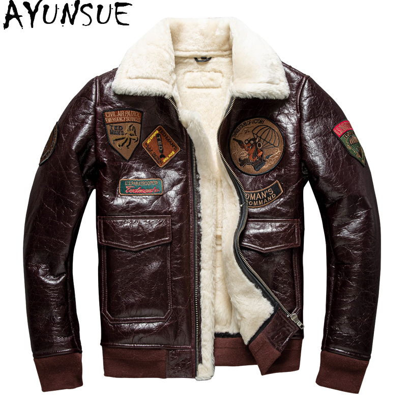 Bomber Jacket Men - AYUNSUE 남성용 가죽 재킷, 두꺼운 봄버