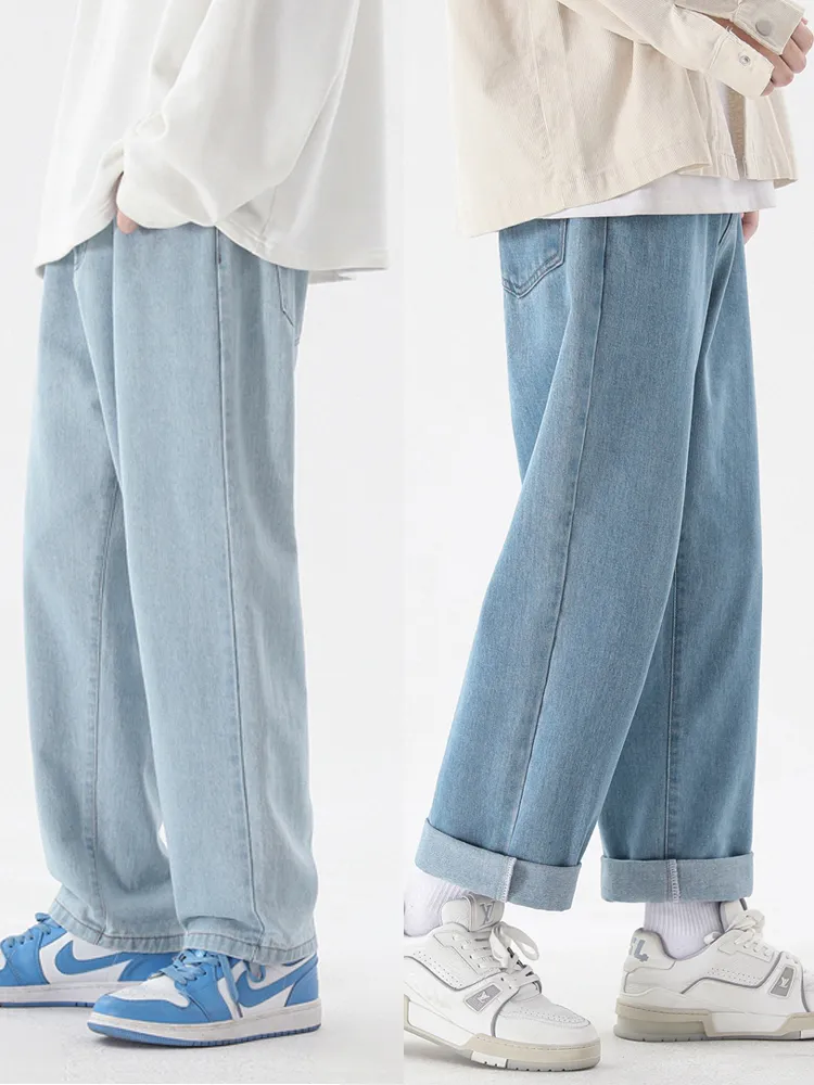 Men'S Fashion Grey Jeans - 남성용 캐주얼 발목 길이 청바지, 클래식