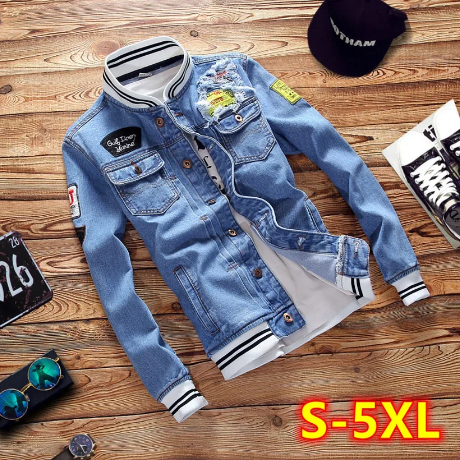 신상품 2026 남성 데님 재킷 패션 남성 트렌디 찢어 - Bomber Jacket Men 리뷰 및 가격