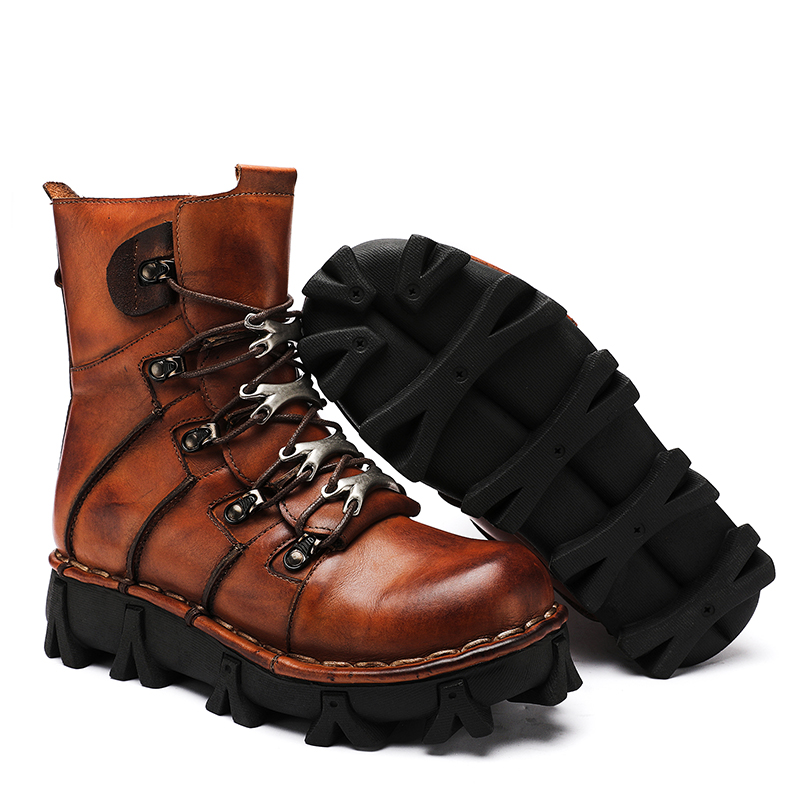 패션 남성 소가죽 정품 가죽 오토바이 부츠 고딕 해골  - Men'S Fashion Hiking Boots 리뷰 및 가격