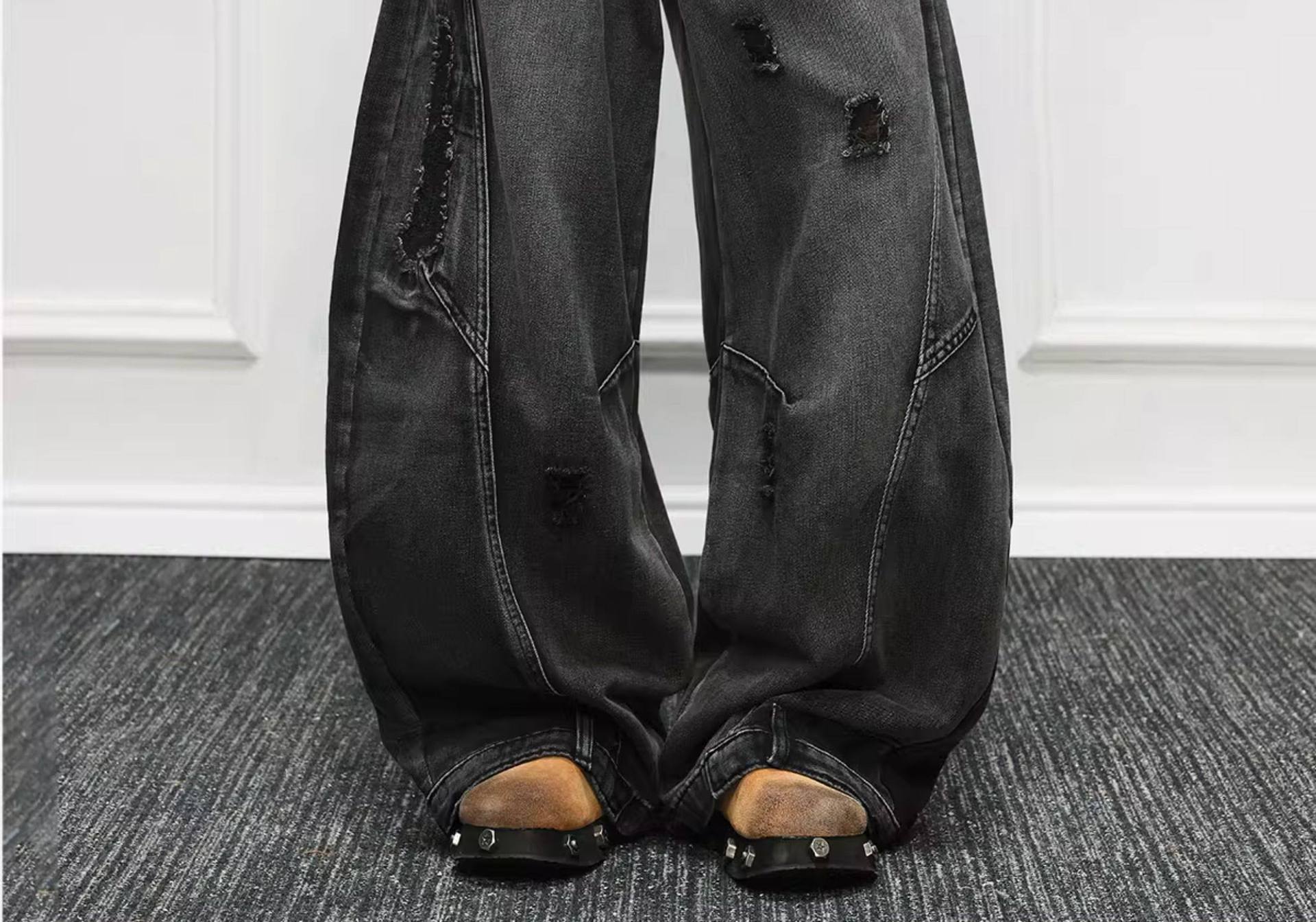 빈티지 뉴 패션 아메리칸 스타일 남성용 워싱 블랙 그레 - Men'S Fashion Grey Jeans 리뷰 및 가격