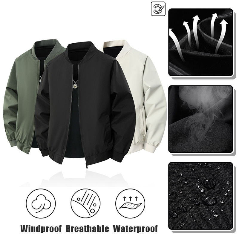 가을 방수 야구 칼라 봄버 재킷 솔리드 컬러 재킷 봄  - Bomber Jacket Men 리뷰 및 가격