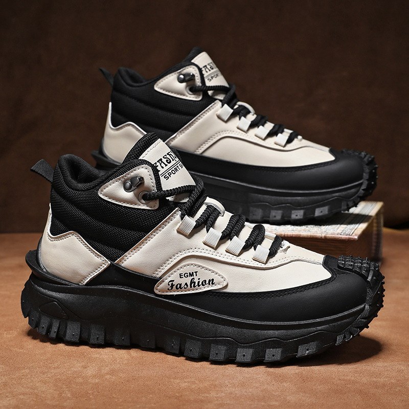 남성용 흑백 미드탑 하이킹 부츠 방수 가죽 플랫폼 스니 - Men'S Fashion Hiking Boots 리뷰 및 가격