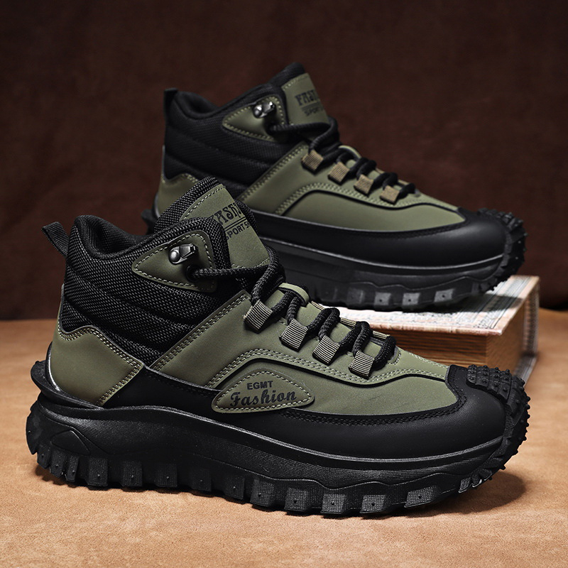 남성용 흑백 미드탑 하이킹 부츠 방수 가죽 플랫폼 스니 - Men'S Fashion Hiking Boots 리뷰 및 가격