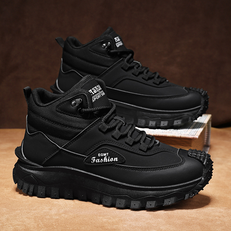 남성용 흑백 미드탑 하이킹 부츠 방수 가죽 플랫폼 스니 - Men'S Fashion Hiking Boots 리뷰 및 가격