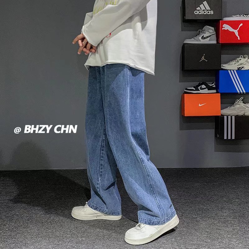 하이 스트리트 남성 스트레이트 데님 와이드 레그 팬츠, - Men'S Fashion Grey Jeans 리뷰 및 가격