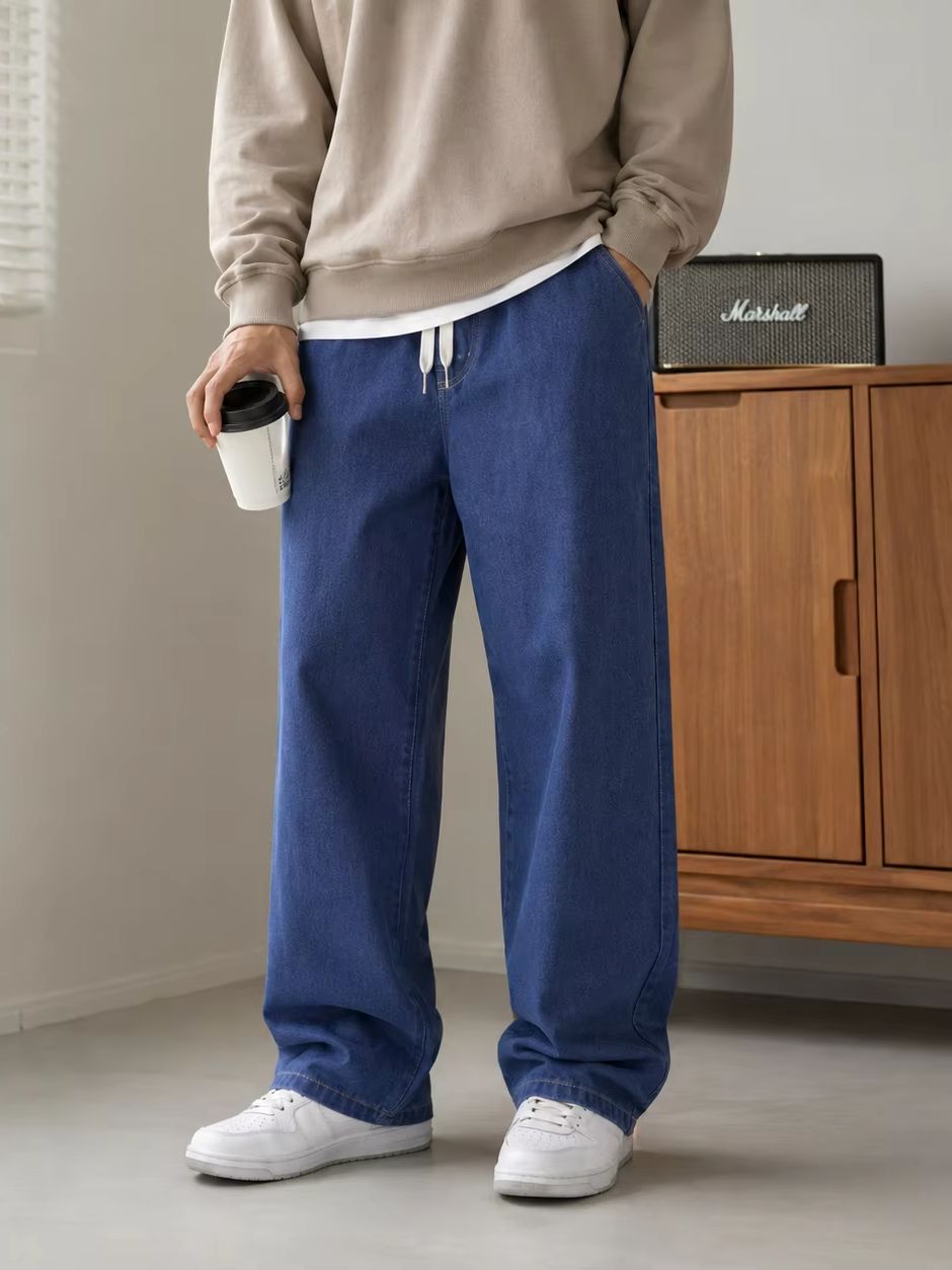 남성용 헐렁한 스트레이트 청바지 가을 겨울 패션 스트리 - Men'S Fashion Grey Jeans 리뷰 및 가격