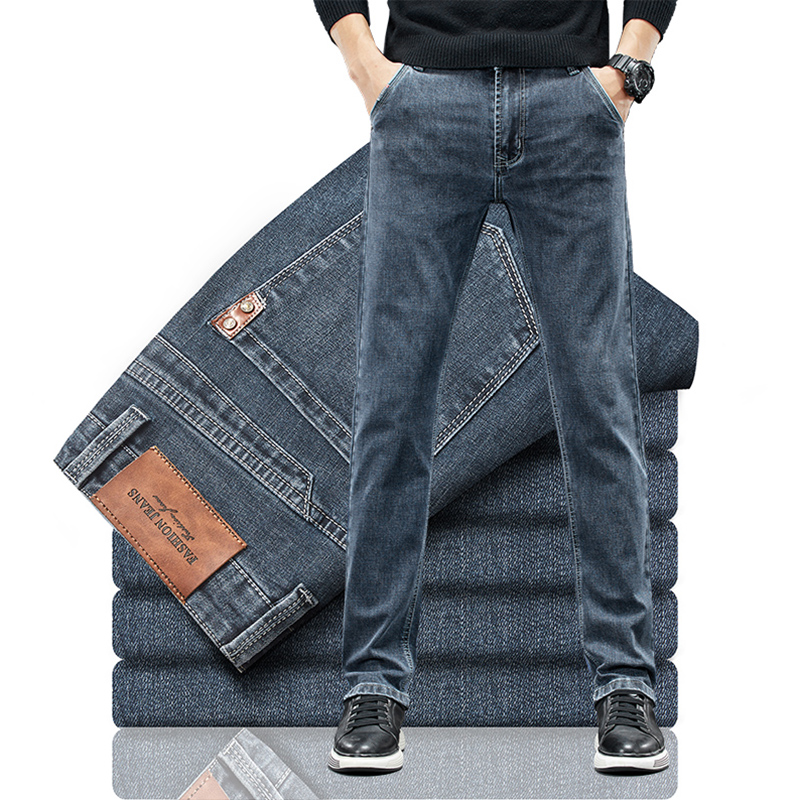 남성용 슬림 청바지, 캐쥬얼 스트레이트 스트레치 데님  - Men'S Fashion Grey Jeans 리뷰 및 가격
