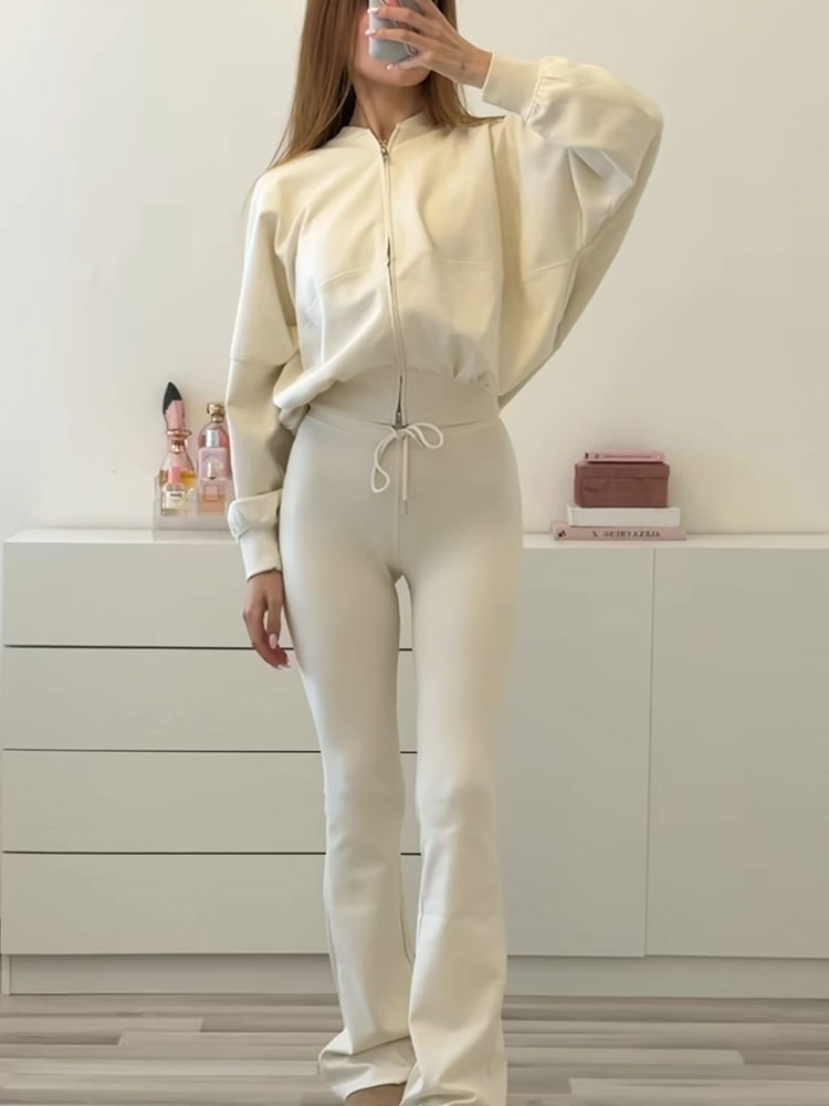 HH 여성 우아한 솔리드 플레어 팬츠 세트 긴 소매 봄 - Bomber Jacket Men 리뷰 및 가격