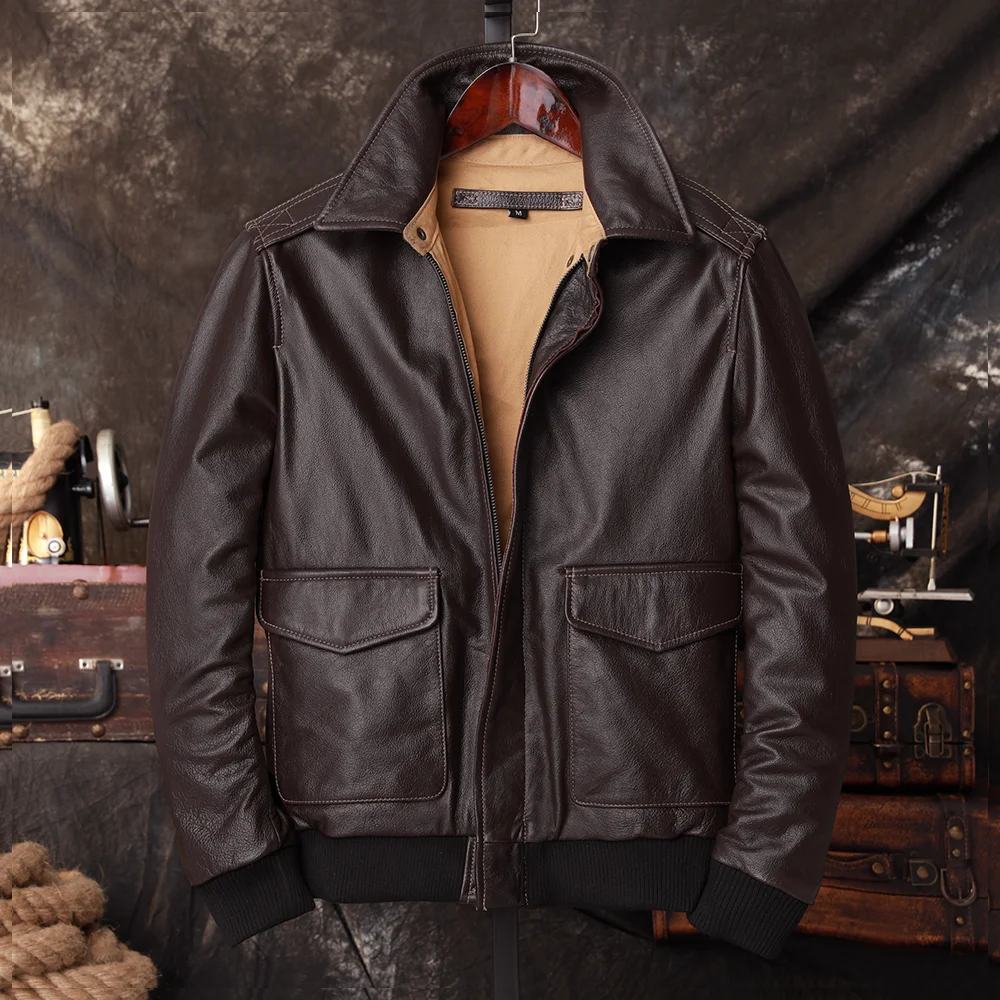 폭격기 A2 파일럿 정품 가죽 자켓 남성 따뜻한 100 - Bomber Jacket Men 리뷰 및 가격