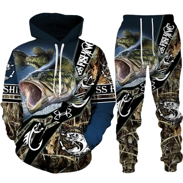 노벨티 3D 물고기 프린트 남성 여성 후드 및 바지 세 - Mens Fashion Camo Pants 리뷰 및 가격