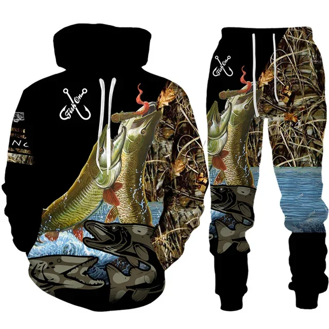 노벨티 3D 물고기 프린트 남성 여성 후드 및 바지 세 - Mens Fashion Camo Pants 리뷰 및 가격