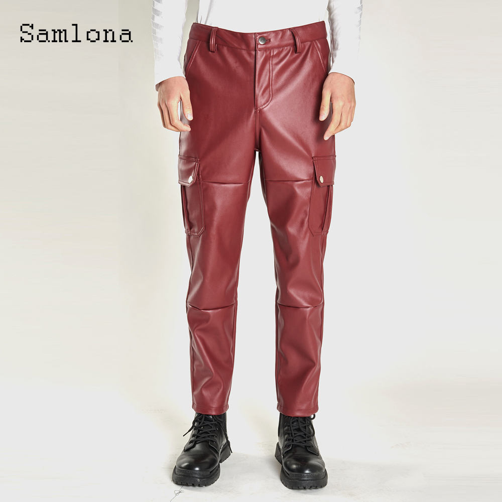 2025 남자 스탠드 포켓 패션 Pu 가죽 바지 야외  - Mens Fashion Camo Pants 리뷰 및 가격