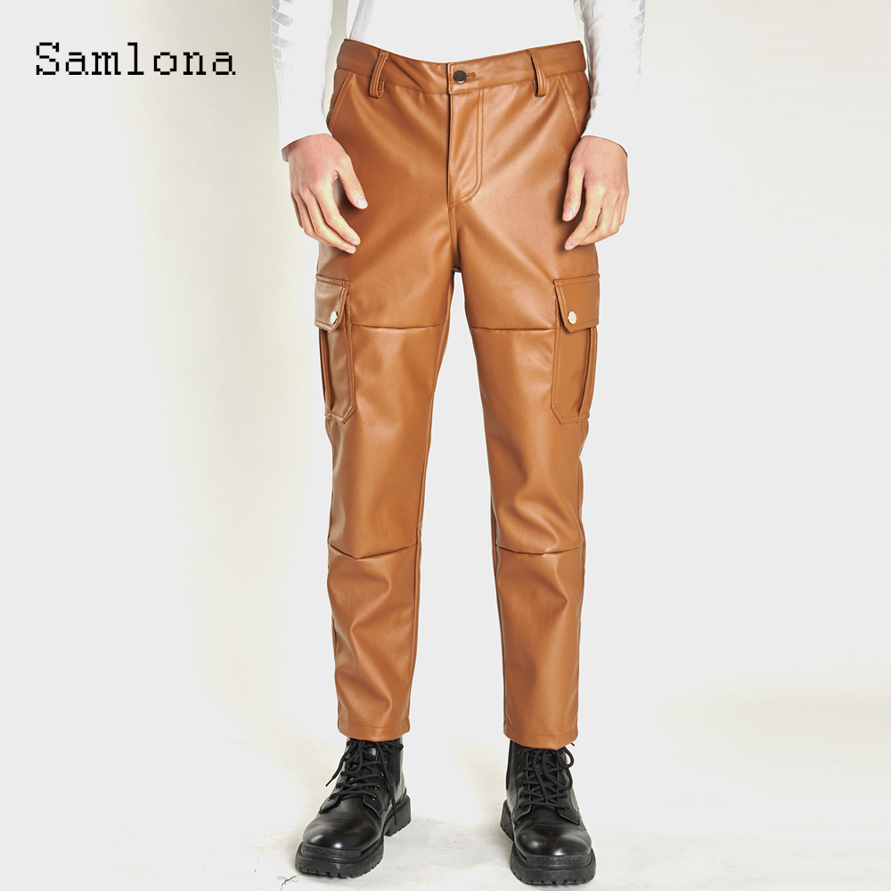 2025 남자 스탠드 포켓 패션 Pu 가죽 바지 야외  - Mens Fashion Camo Pants 리뷰 및 가격