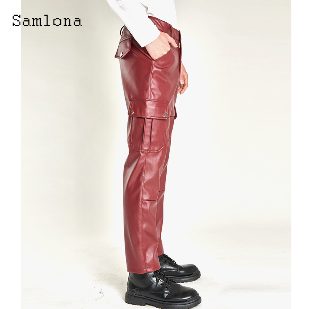 2025 남자 스탠드 포켓 패션 Pu 가죽 바지 야외  - Mens Fashion Camo Pants 리뷰 및 가격