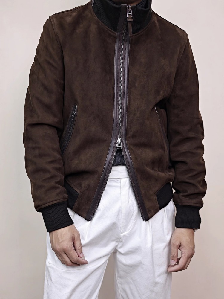 남성 정품 가죽 자켓 스탠드 칼라 천연 진짜 스웨이드  - Bomber Jacket Men 리뷰 및 가격