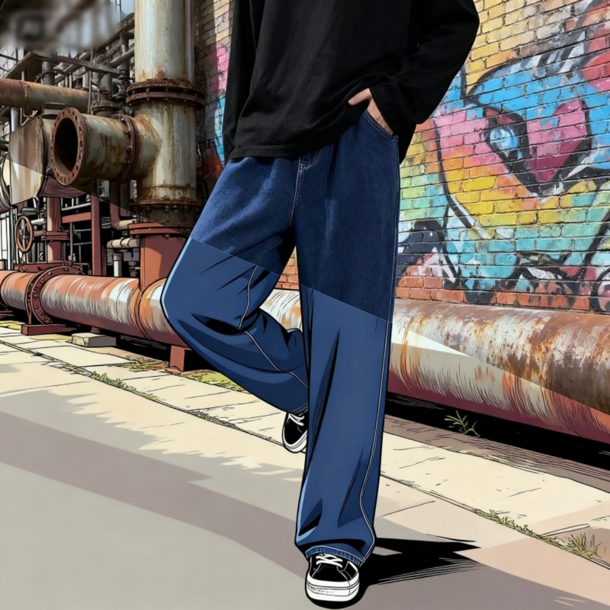 한국 스타일 스트리트웨어 새로운 패션 헐렁한 캐주얼 남 - Men'S Fashion Grey Jeans 리뷰 및 가격