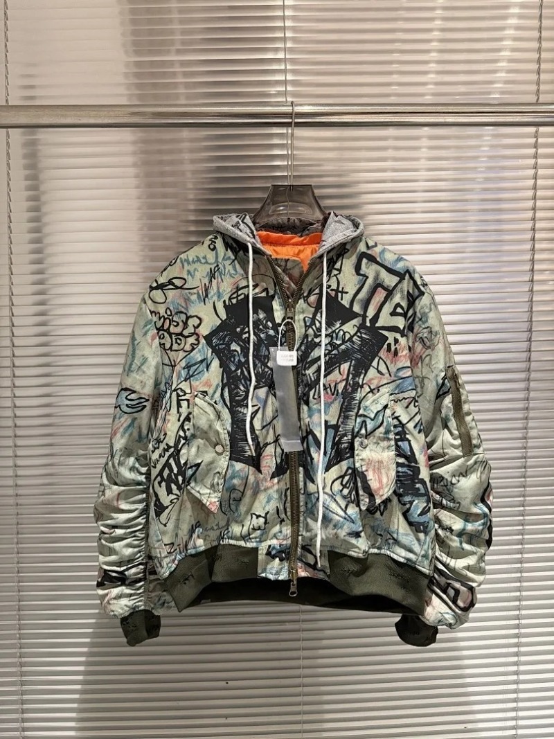 26 SS 런던 언더그라운드 아트 그래피티 워시드 파일 - Bomber Jacket Men 리뷰 및 가격