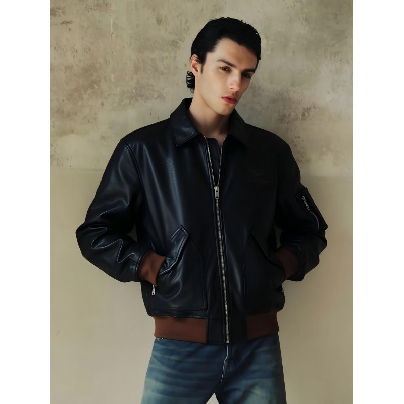 45P 빈티지 에비에이터 플라이트 재킷 남성용 미국 레 - Bomber Jacket Men 리뷰 및 가격