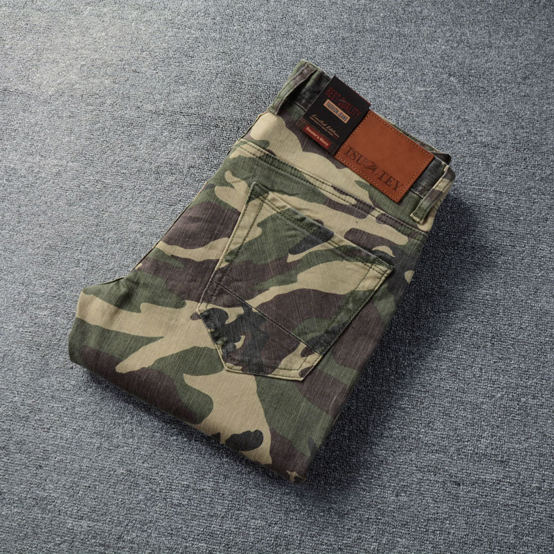 디자이너 패션 남성 청바지 고품질 카모 스트레치 슬림  - Mens Fashion Camo Pants 리뷰 및 가격