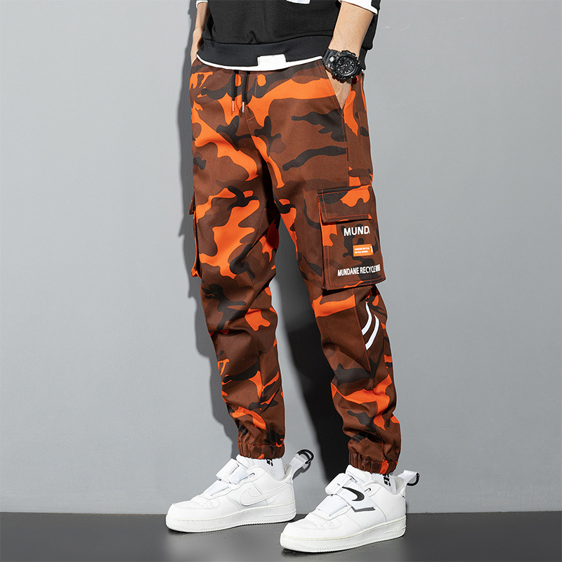 오렌지 카고 바지 남성 힙합 조깅 Y2K streetw - Mens Fashion Camo Pants 리뷰 및 가격