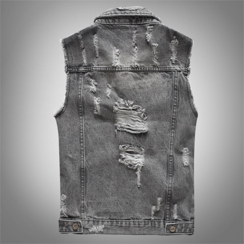 새로운 패션 남성 레트로 그레이 데님 조끼 민소매 조끼 - Men'S Fashion Grey Jeans 리뷰 및 가격