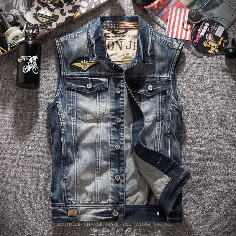 새로운 패션 남성 레트로 그레이 데님 조끼 민소매 조끼 - Men'S Fashion Grey Jeans 리뷰 및 가격