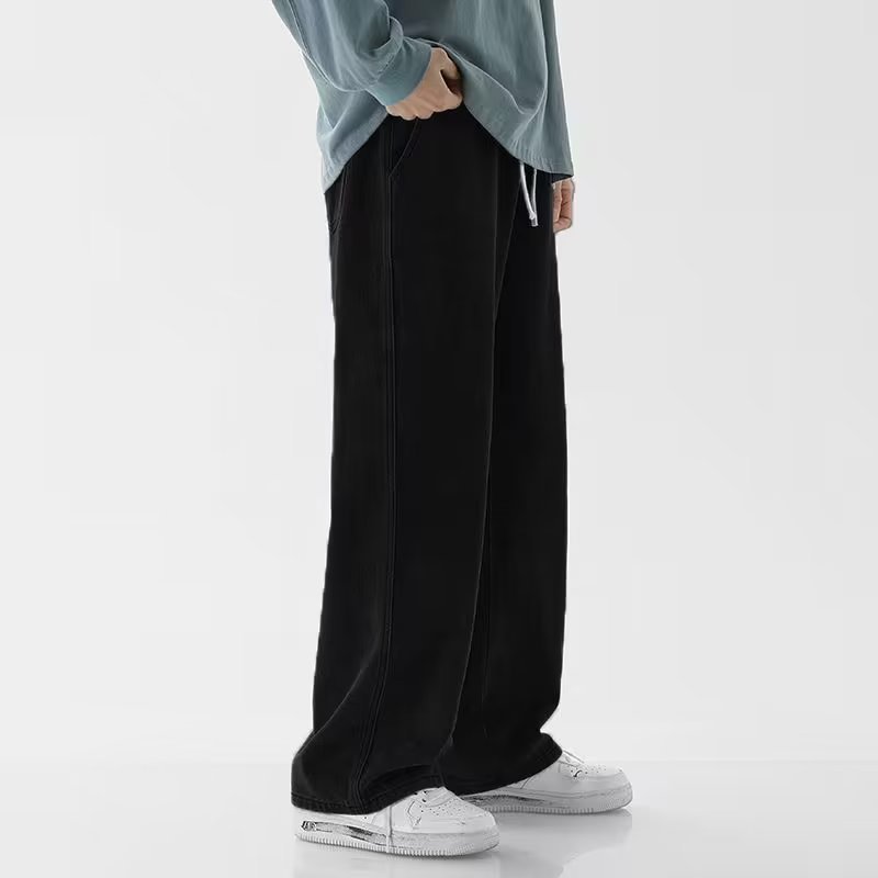 한국 패션 남성용 배기진 신축성 있는 허리밴드 클래식  - Men'S Fashion Grey Jeans 리뷰 및 가격